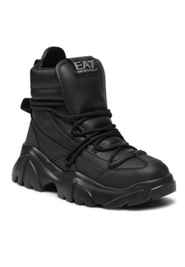 EA7 Emporio Armani Trapery X8M001 XK228 R926 Czarny. Kolor: czarny. Materiał: skóra