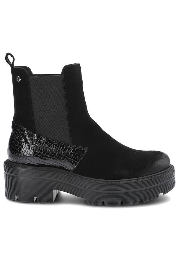 Czarne Botki Lemar Damskie Modne Skórzane Buty. Zapięcie: bez zapięcia. Kolor: czarny. Materiał: skóra. Szerokość cholewki: normalna. Styl: elegancki