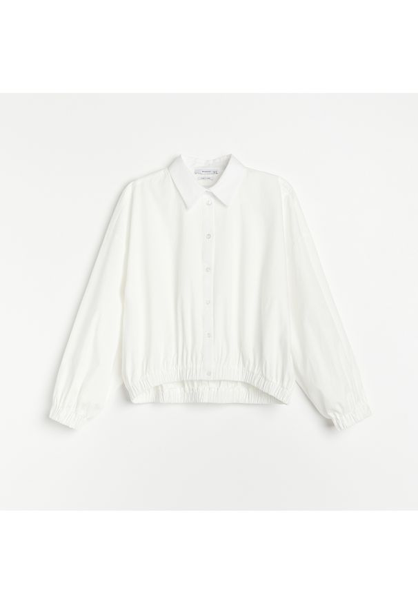 Reserved - Bawełniana koszula z bufiastymi rękawami - Kremowy. Kolor: kremowy. Materiał: bawełna