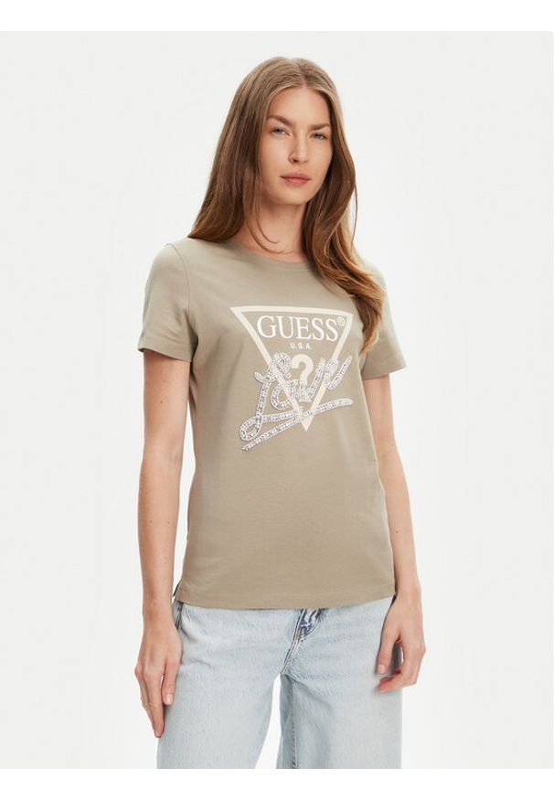 Guess T-Shirt W5YI40 I3Z14 Zielony Regular Fit. Kolor: zielony. Materiał: bawełna