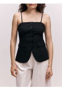 Reserved - Kamizelka z dodatkiem lnu - czarny. Kolor: czarny. Materiał: len #1