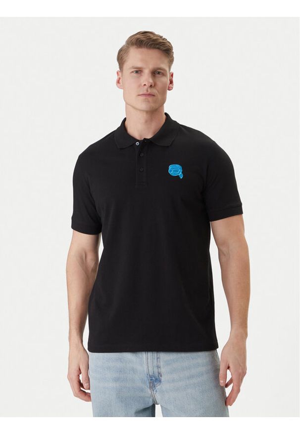 Karl Lagerfeld - KARL LAGERFELD Polo 745015 562231 Czarny Regular Fit. Typ kołnierza: polo. Kolor: czarny. Materiał: bawełna