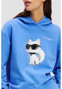 Karl Lagerfeld - KARL LAGERFELD Niebieska damska bluza z kapturem Ikon Aquarelle C. Typ kołnierza: kaptur. Kolor: niebieski #3