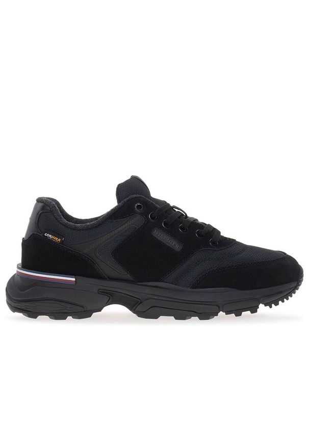 TOMMY HILFIGER - Buty męskie Tommy Hilfiger Runner Cordura Mix FM0FM05221-BDS - czarne. Okazja: na co dzień. Zapięcie: sznurówki. Kolor: czarny. Materiał: guma, zamsz, materiał. Szerokość cholewki: normalna. Wzór: aplikacja