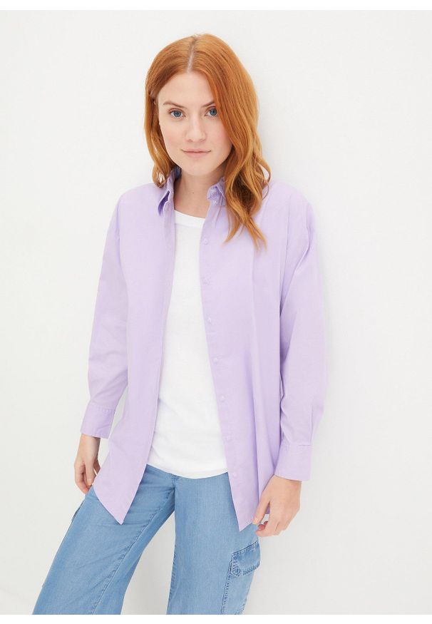 bonprix - Bluzka oversize. Kolor: fioletowy. Materiał: tkanina