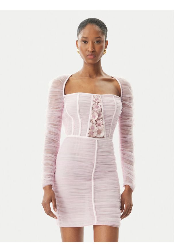 Elisabetta Franchi Sukienka koktajlowa AB68352E2 544 Różowy Slim Fit. Kolor: różowy. Materiał: syntetyk. Styl: wizytowy