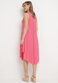 Born2be - Różowa Rozkloszowana Sukienka z Bawełny Tesaxelle. Okazja: na co dzień. Kolor: różowy. Materiał: bawełna. Typ sukienki: proste. Styl: casual, wizytowy, klasyczny, elegancki #2