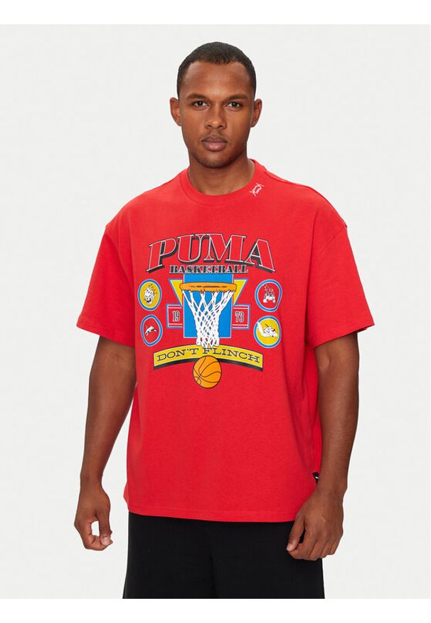 Puma T-Shirt Crowd Craze 2 627215 Czerwony Oversize. Kolor: czerwony. Materiał: bawełna