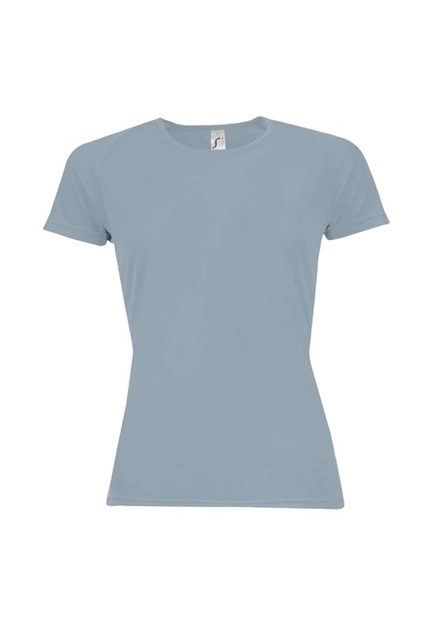 SOL'S - Koszulka Damska Sportowa Raglanowa. Kolor: szary, niebieski, wielokolorowy. Długość rękawa: raglanowy rękaw. Sport: turystyka piesza