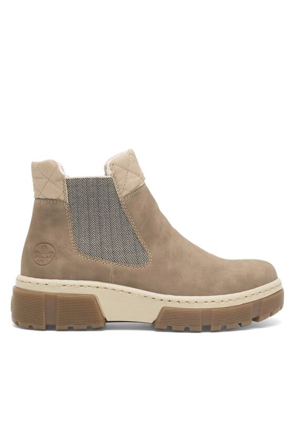 Rieker Botki X8674-64 Beżowy. Kolor: beżowy. Materiał: materiał