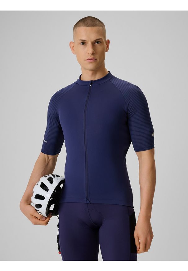 4f - 4F Koszulka kolarska męska - granatowa S. Kolor: niebieski. Materiał: włókno. Długość: długie. Sport: kolarstwo