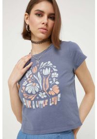 Hollister Co. t-shirt bawełniany kolor szary. Kolor: szary. Materiał: bawełna. Styl: klasyczny #1