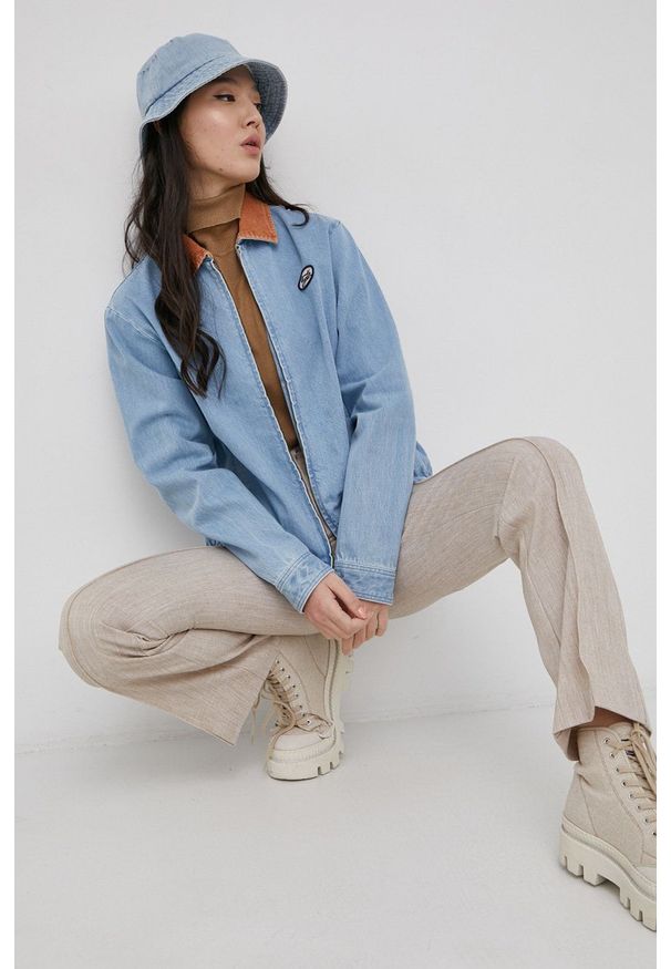 Brixton Kurtka jeansowa damska przejściowa. Okazja: na co dzień. Kolor: niebieski. Materiał: jeans. Styl: casual