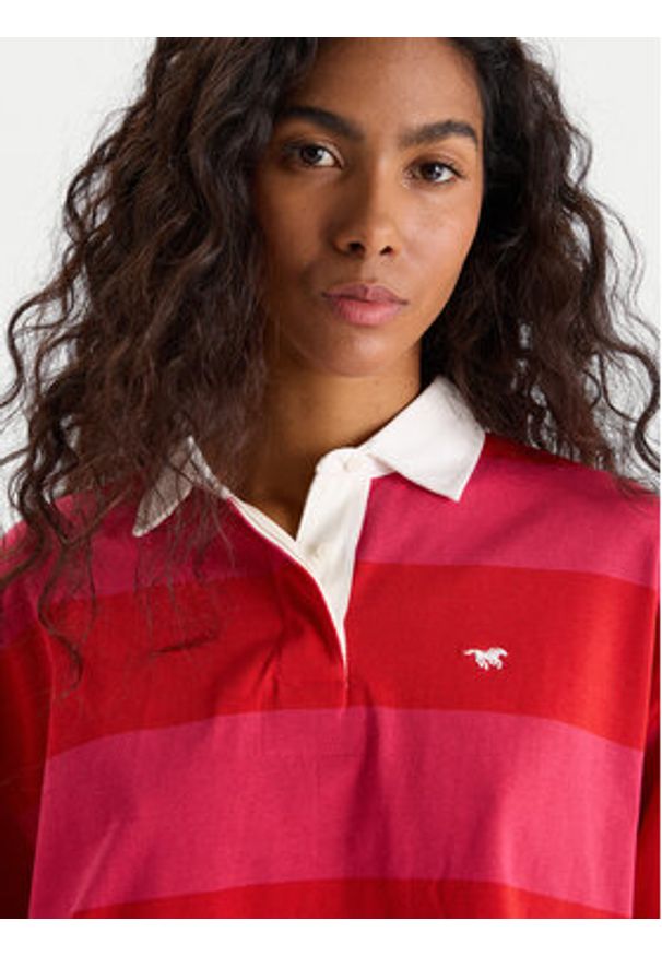 Mustang Polo Anna 1016773 Czerwony Relaxed Fit. Typ kołnierza: polo. Kolor: czerwony. Materiał: bawełna