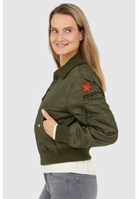 Kenzo - KENZO Zielona kurtka bomberka damska boke flower, Rozmiar XS. Kolor: zielony