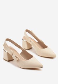 Renee - Beżowe Sandały na Słupku Vices Slingback ze Skórzaną Wkładką Vevoline. Okazja: na co dzień, do pracy, na spotkanie biznesowe. Zapięcie: sprzączka. Kolor: beżowy. Materiał: skóra. Sezon: lato. Obcas: na słupku. Styl: klasyczny, casual, biznesowy, elegancki #8