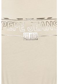 Pepe Jeans - T-shirt Betty. Okazja: na co dzień. Kolor: beżowy. Wzór: nadruk. Styl: casual #3