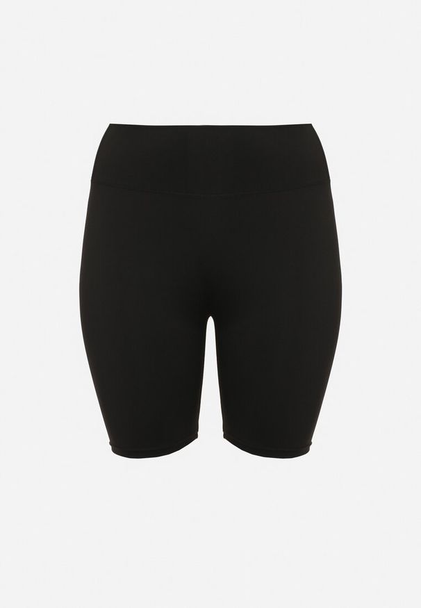 Born2be - Czarne Szorty Typu Kolarki z Gumką w Pasie Olifea. Okazja: na co dzień. Stan: podwyższony. Kolekcja: plus size. Kolor: czarny. Materiał: satyna. Styl: casual