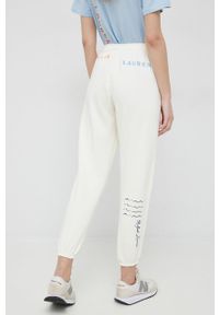 Polo Ralph Lauren spodnie dresowe kolor beżowy wzorzyste. Kolor: beżowy. Materiał: dresówka #2