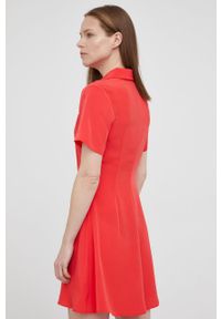 Calvin Klein Jeans sukienka kolor czerwony mini rozkloszowana. Kolor: czerwony. Materiał: tkanina. Długość rękawa: krótki rękaw. Typ sukienki: rozkloszowane. Długość: mini #5