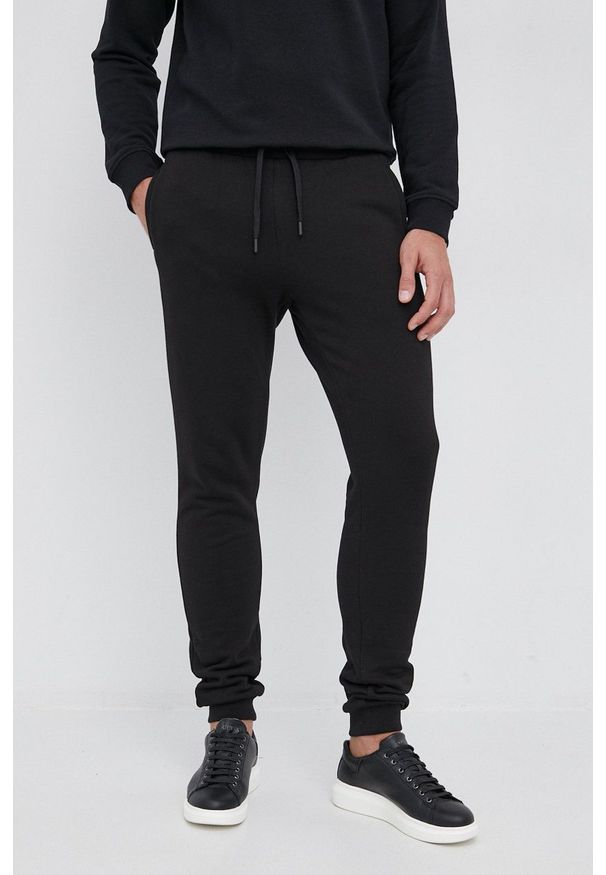 Trussardi Jeans - Trussardi - Spodnie. Kolor: czarny. Materiał: dzianina. Wzór: nadruk