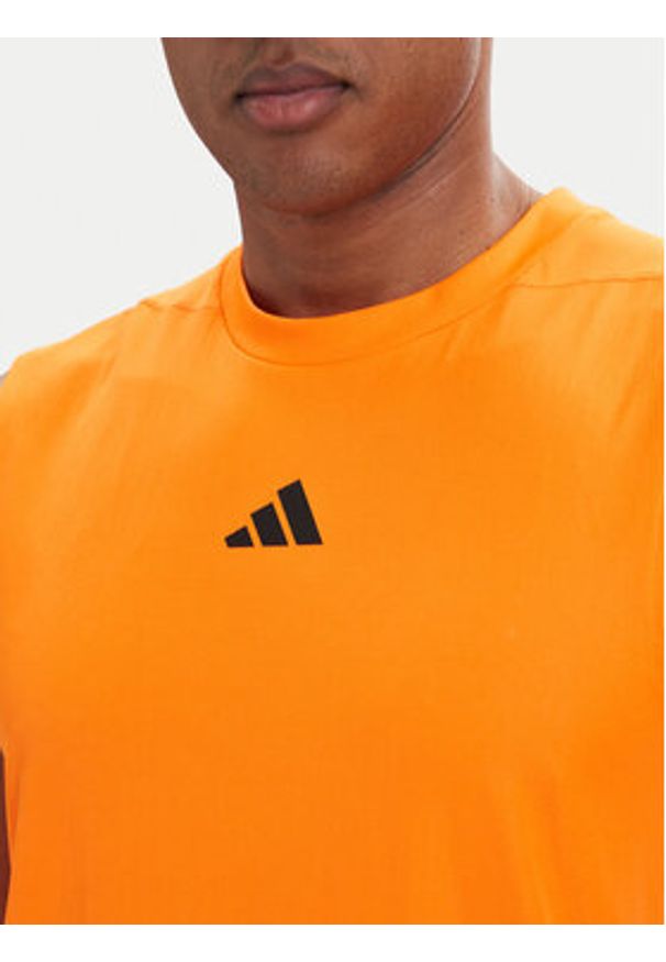 Adidas - adidas Koszulka techniczna D4T PrimeLift 3 Stripes KD0374 Pomarańczowy Slim Fit. Kolor: pomarańczowy. Materiał: syntetyk