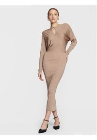 Calvin Klein Sukienka dzianinowa K20K205112 Beżowy Slim Fit. Kolor: beżowy. Materiał: dzianina, wiskoza