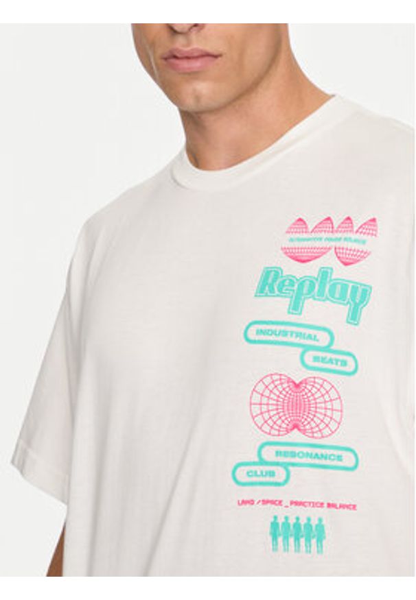 Replay T-Shirt MMG334.000.23454 Biały Oversize. Kolor: biały. Materiał: bawełna