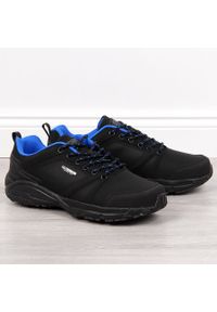 Buty sportowe trekkingowe wodoodporne czarno-niebieskie DK. Kolor: czarny, wielokolorowy, niebieski. Materiał: materiał #1