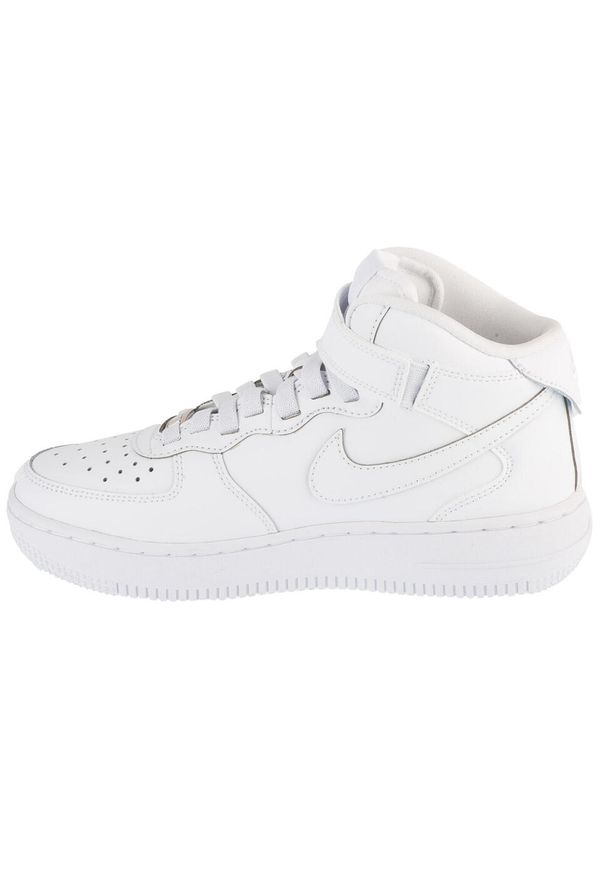 Nike - Buty sportowe Sneakersy dziewczęce, Air Force 1 Mid EasyOn Gs. Kolor: biały. Model: Nike Air Force. Sport: turystyka piesza