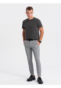 Ombre Clothing - Męski klasyczny bawełniany T-shirt BASIC - grafitowy V10 OM-TSBS-0146 - XL. Kolor: szary. Materiał: bawełna. Styl: klasyczny #6