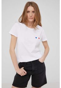 Answear Lab t-shirt bawełniany kolor biały. Okazja: na co dzień. Kolor: biały. Materiał: bawełna. Długość rękawa: krótki rękaw. Długość: krótkie. Wzór: haft. Styl: wakacyjny #1