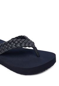 TOMMY HILFIGER - Tommy Hilfiger Japonki Th Wedge Cornrow Beach Sandal FW0FW09037 Granatowy. Kolor: niebieski. Materiał: skóra #3