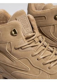 Big-Star - Sneakersy męskie ocieplane beżowe OO174581 801. Okazja: na co dzień. Nosek buta: okrągły. Kolor: beżowy. Materiał: skóra ekologiczna. Sport: turystyka piesza #3
