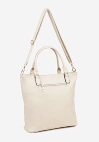 Born2be - Jasnobeżowa Torebka Shopperka z Ozdobną Kieszonką i Dodatkowym Paskiem Frosima. Kolor: beżowy. Styl: biznesowy, klasyczny, elegancki, casual. Rodzaj torebki: na ramię