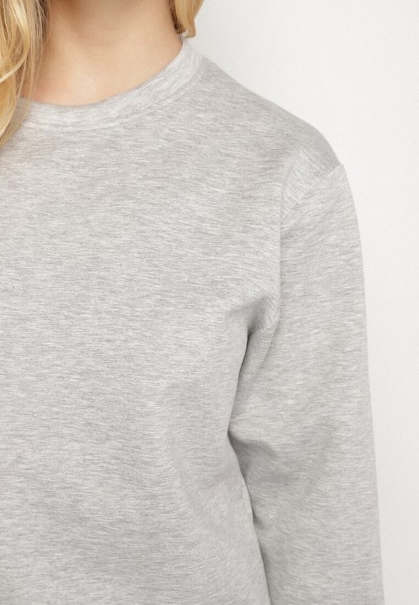 Born2be - Szary Komplet Dresowy z Bawełną Bluza i Spodnie Joggery Ette. Kolor: szary. Materiał: dresówka, bawełna