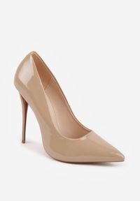 Born2be - Ciemnobeżowe Klasyczne Szpilki VICES z Lakierowanym Połyskiem Divenia. Okazja: na co dzień, na randkę, na ślub cywilny, na wesele. Kolor: beżowy. Materiał: lakier. Obcas: na szpilce. Styl: klasyczny #4