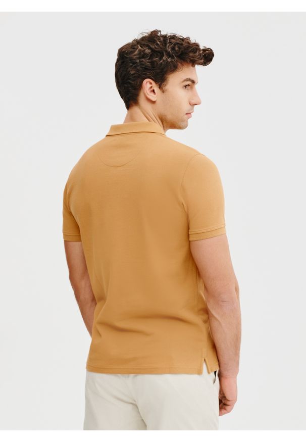 Pako Lorente - PAKO LORENTE – Gładki t-shirt polo w pomarańczowym kolorze. Okazja: na co dzień. Typ kołnierza: polo. Kolor: biały, pomarańczowy. Materiał: bawełna. Wzór: gładki. Styl: casual