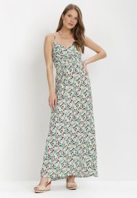 Born2be - Miętowa Sukienka Idaphishae. Kolor: miętowy. Materiał: tkanina, bawełna. Długość rękawa: na ramiączkach. Sezon: lato. Typ sukienki: kopertowe. Długość: maxi #1