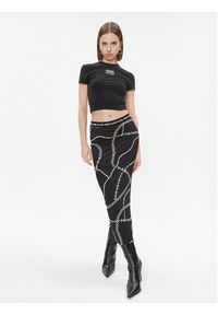 Versace Jeans Couture T-Shirt 75HAHT12 Czarny Slim Fit. Kolor: czarny. Materiał: bawełna