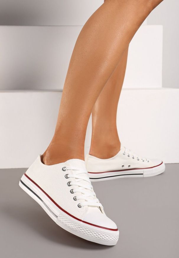 Born2be - Białe Trampki Chloris. Okazja: na co dzień, na spacer. Kolor: biały. Materiał: jeans. Styl: elegancki, casual