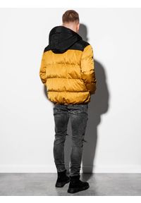 Ombre Clothing - Kurtka męska zimowa pikowana C458 - żółta - L. Kolor: żółty. Materiał: poliester. Sezon: zima #6