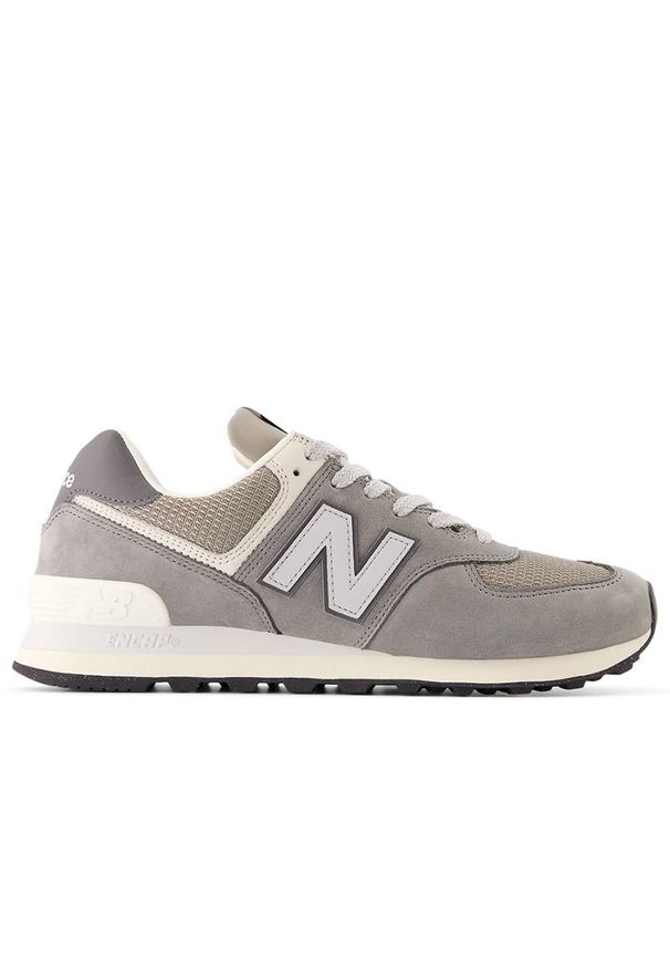 Buty unisex New Balance U574SNV - szare. Kolor: szary. Materiał: syntetyk, skóra, materiał, zamsz, guma. Szerokość cholewki: normalna. Model: New Balance 574