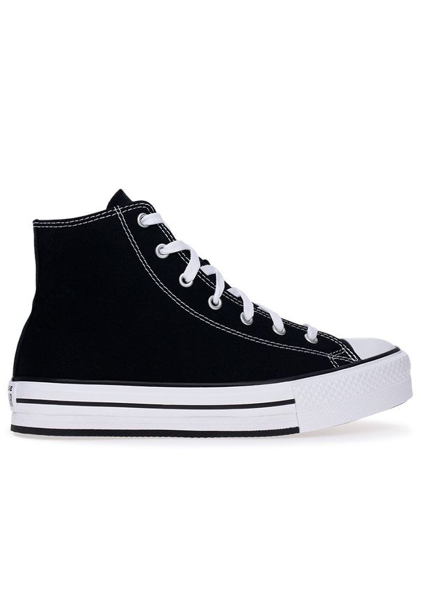 Buty unisex Converse Chuck Taylor All Star Lift Platform 272855C - czarne. Wysokość cholewki: przed kolano. Zapięcie: sznurówki. Kolor: czarny. Materiał: materiał. Szerokość cholewki: normalna. Obcas: na platformie. Styl: elegancki, klasyczny