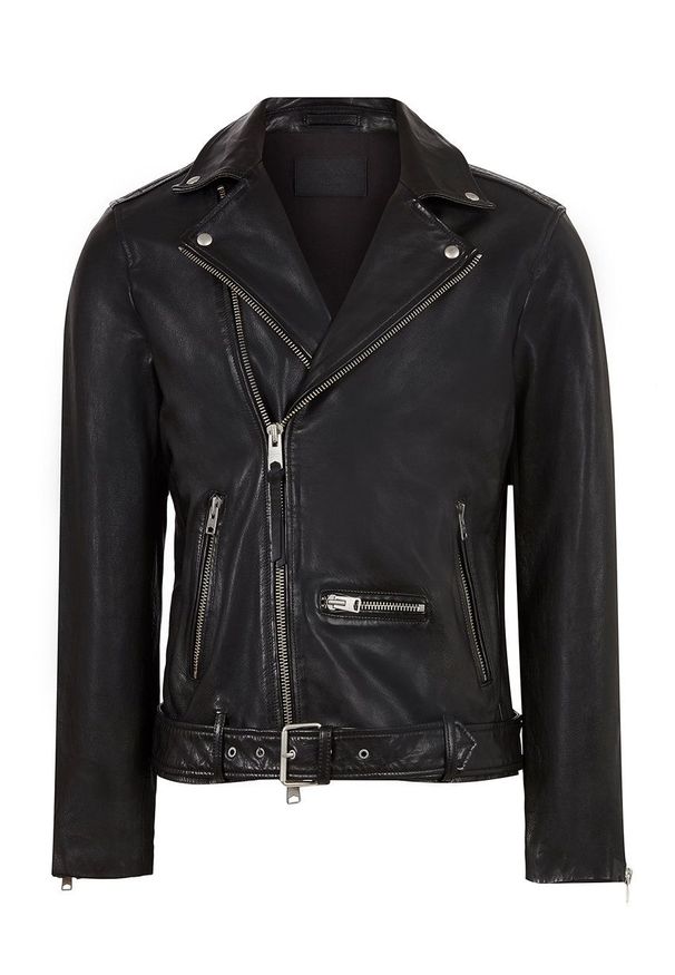 AllSaints Ramoneska skórzana męska kolor czarny przejściowa. Okazja: na co dzień. Kolor: czarny. Materiał: skóra. Styl: casual