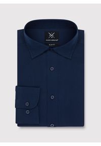 Pako Lorente - PAKO LORENTE – Granatowa bawełniana koszula męska. Kolor: biały, niebieski. Materiał: bawełna. Długość rękawa: długi rękaw. Długość: długie. Styl: elegancki #6