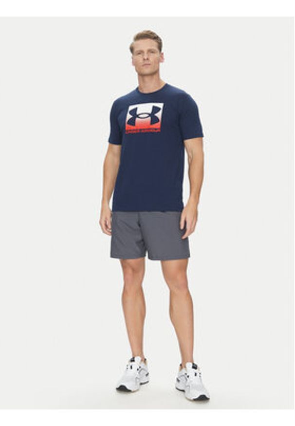 Under Armour T-Shirt Boxed Sports 1386793 Granatowy Loose Fit. Kolor: niebieski. Materiał: bawełna