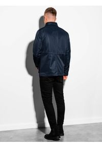 Ombre Clothing - Kurtka męska przejściowa C444 - ciemnogranatowa - L. Typ kołnierza: kołnierzyk stójkowy. Kolor: niebieski. Materiał: poliester. Sezon: wiosna #9