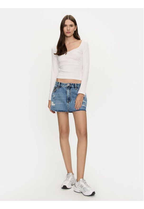 Brave Soul Bluzka LLT-624SARAH Biały Slim Fit. Kolor: biały. Materiał: bawełna