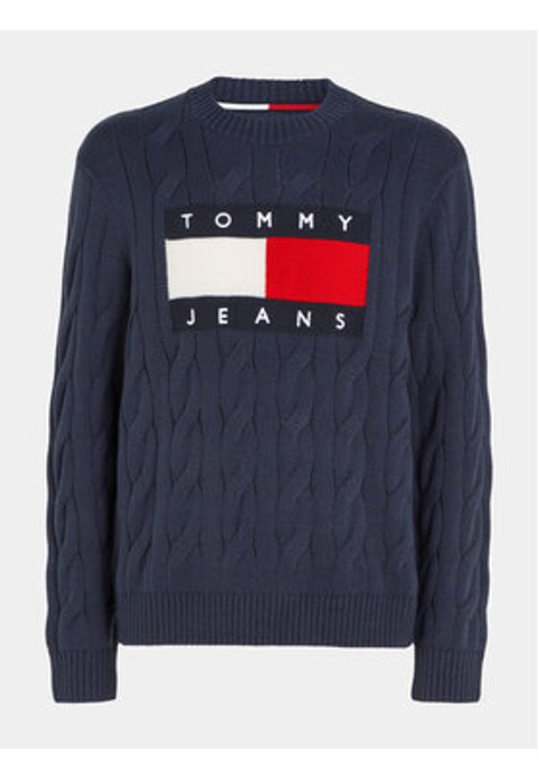 Tommy Jeans Sweter Flag DM0DM17762 Granatowy Relaxed Fit. Kolor: niebieski. Materiał: syntetyk